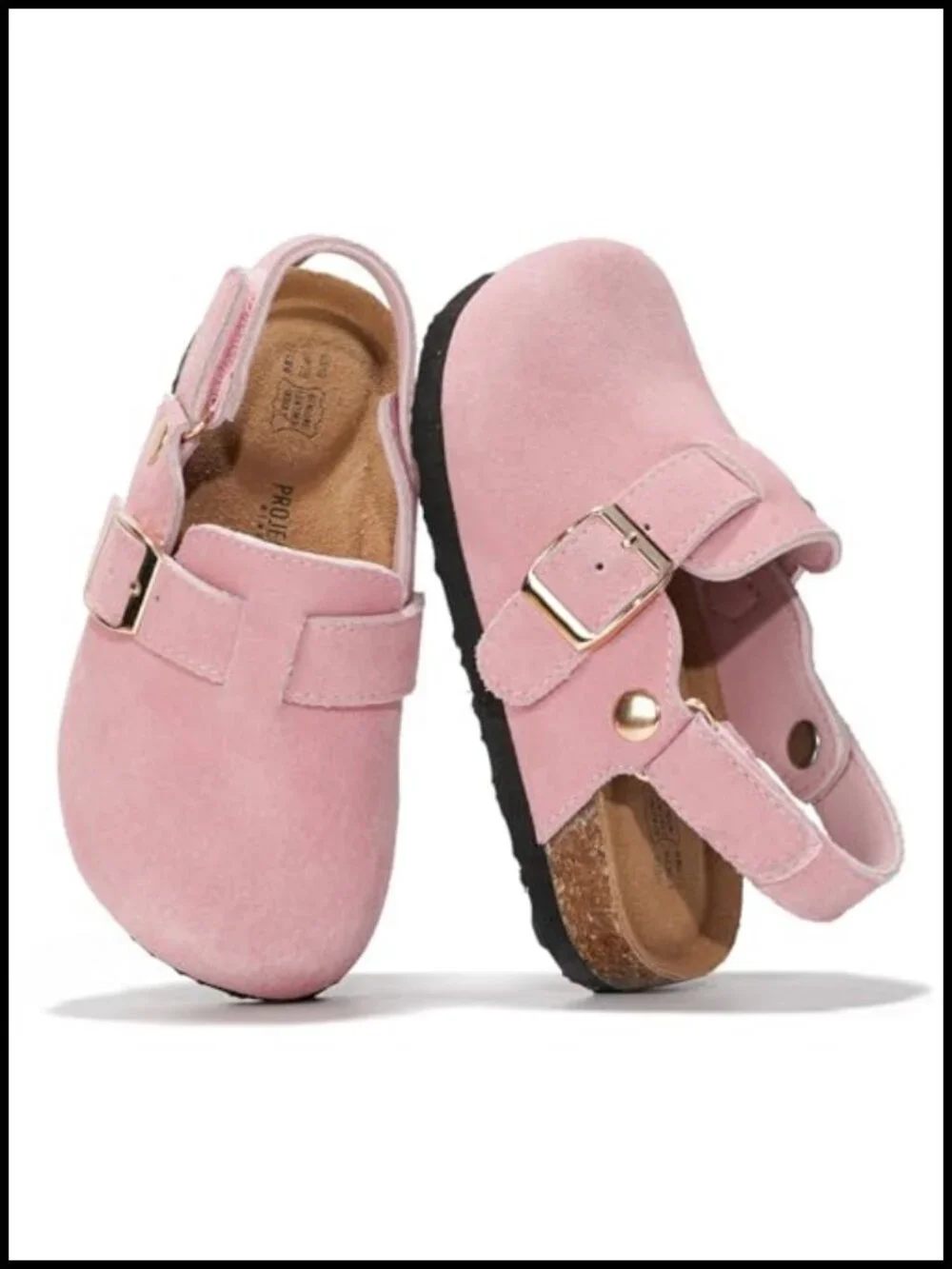 Genuine Leather Non Slip Clogs with Cork Footbed Memory Foam Insole Arch